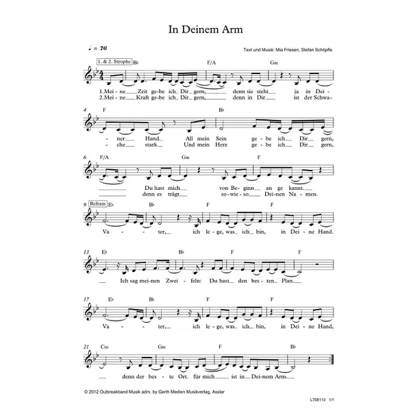 Produktbild des Artikels In deinem Arm (Noten - Download)