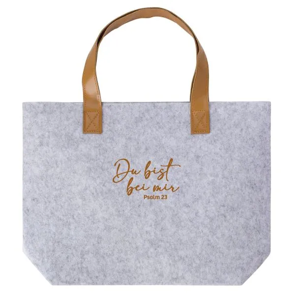 Produktbild des Artikels Einkaufstasche Filz "Du bist bei mir" - hellgrau ()