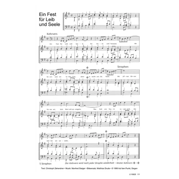 Produktbild des Artikels Ein Fest für Leib und Seele (Noten - Download)