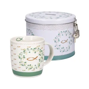 Produktbild des Artikels Tasse "Jesus ist in unserer Mitte" mit Spardose ()