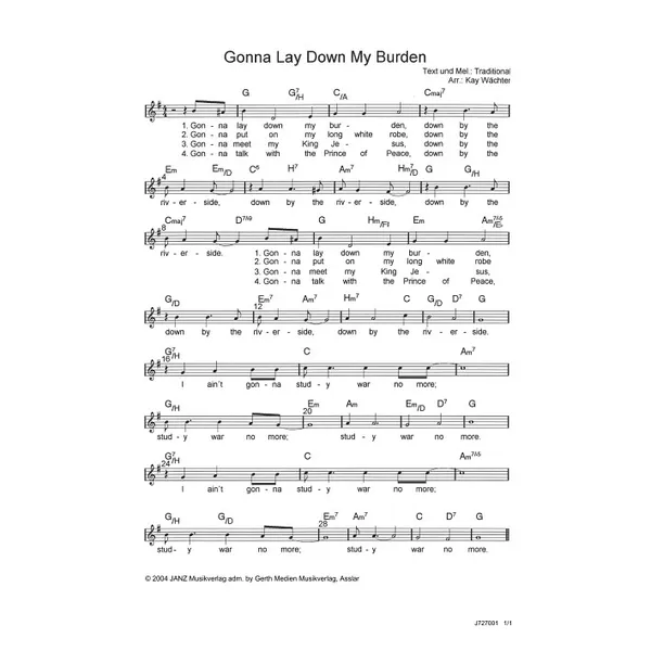 Produktbild des Artikels Gonna Lay Down My Burden (Noten - Download)