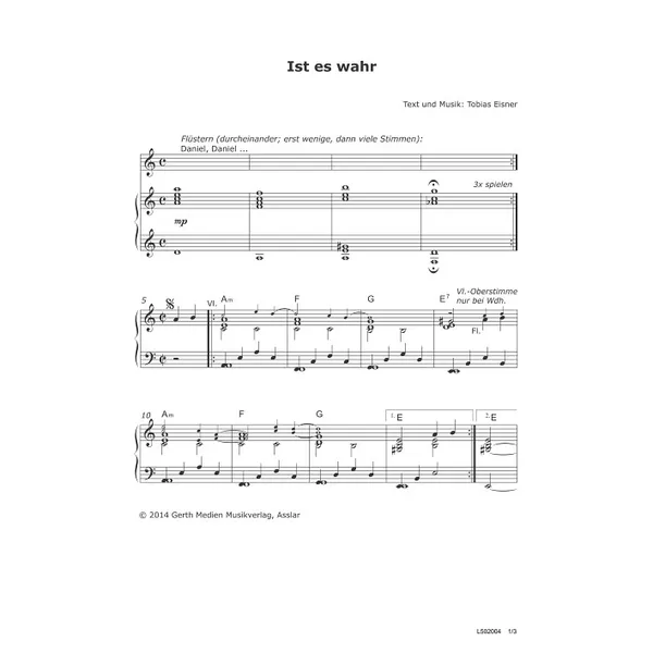 Produktbild des Artikels Ist es wahr (Noten - Download)