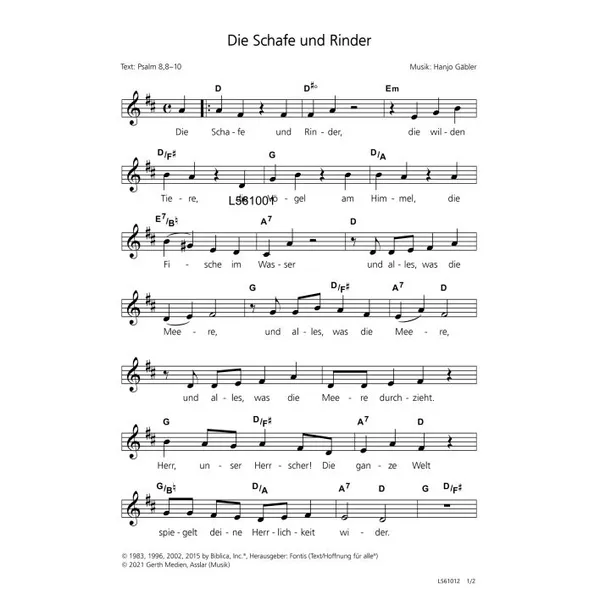 Produktbild des Artikels Die Schafe und Rinder (Noten - Download)