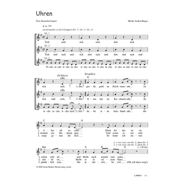 Produktbild des Artikels Uhren (Noten - Download)