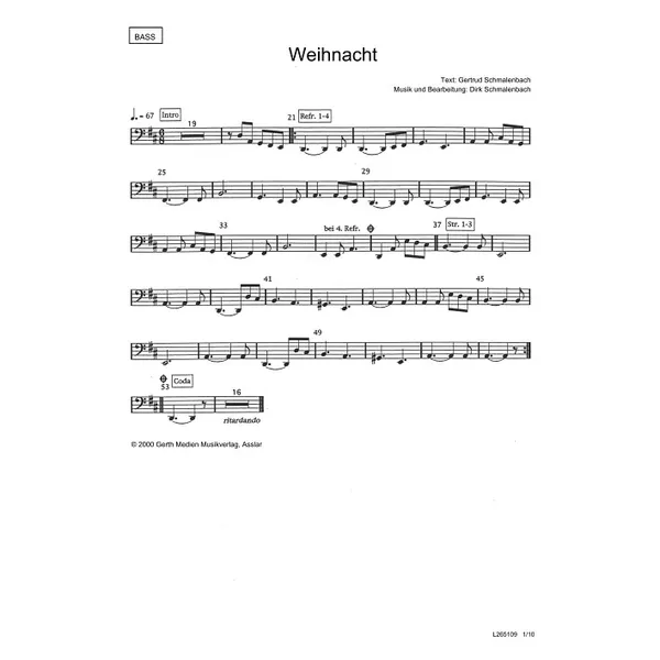 Produktbild des Artikels Die Nacht der Geschenke (Bass) (Noten - Download)