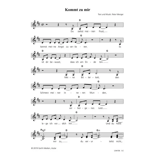 Produktbild des Artikels Kommt zu mir (Noten - Download)