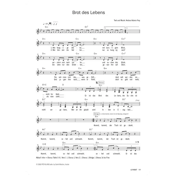 Produktbild des Artikels Brot des Lebens (Noten - Download)