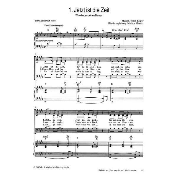 Produktbild des Artikels Jetzt ist die Zeit (Noten - Download)