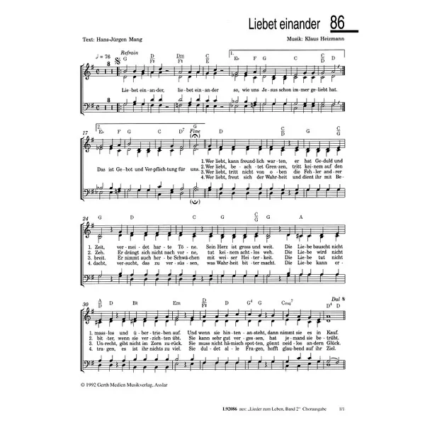 Produktbild des Artikels Liebet einander (Noten - Download)