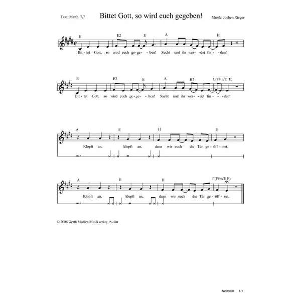 Produktbild des Artikels Bittet Gott, so wird euch gegeben! (Noten - Download)