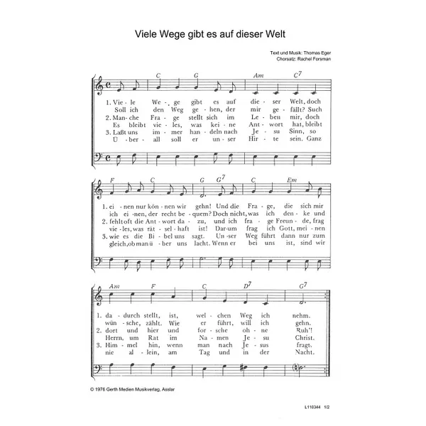 Produktbild des Artikels Viele Wege gibt es auf dieser Welt (Noten - Download)