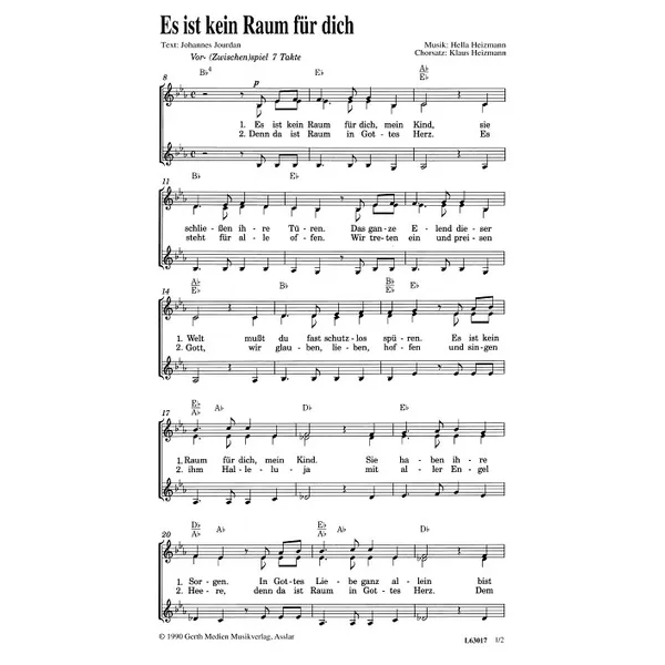 Produktbild des Artikels Es ist kein Raum für dich (Noten - Download)