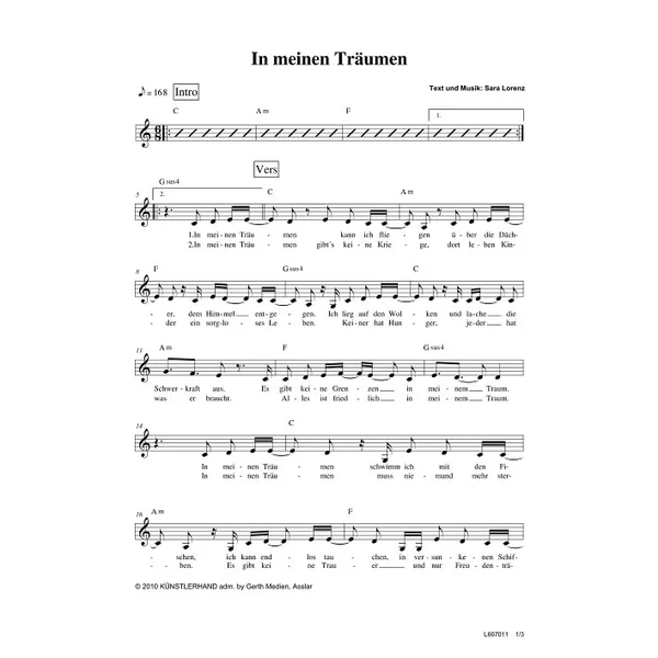 Produktbild des Artikels In meinen Träumen (Noten - Download)