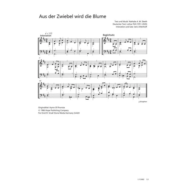 Produktbild des Artikels Aus der Zwiebel wird die Blume (Noten - Download)