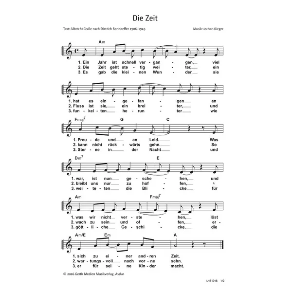 Produktbild des Artikels Die Zeit (Noten - Download)