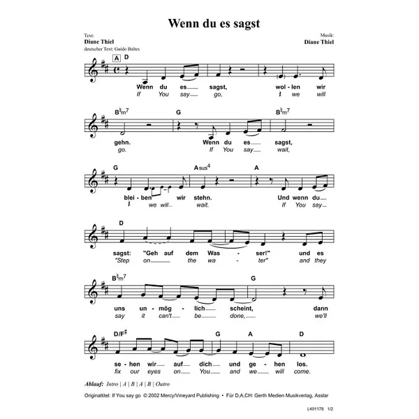 Produktbild des Artikels Wenn du es sagst (Noten - Download)