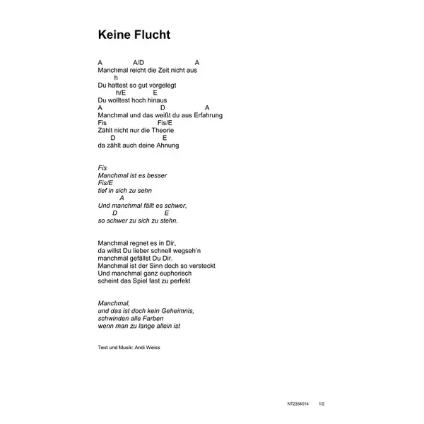 Produktbild des Artikels Keine Flucht (Noten - Download)