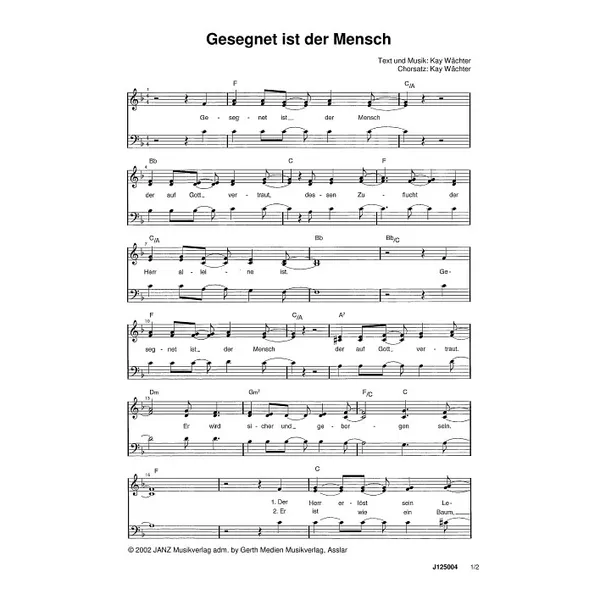 Produktbild des Artikels Gesegnet ist der Mensch (Noten - Download)