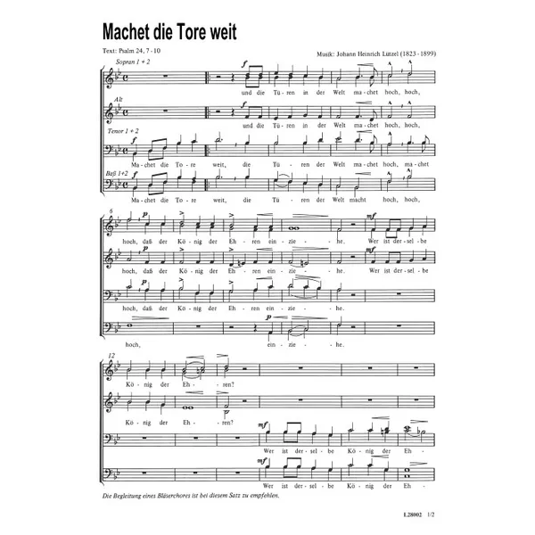 Produktbild des Artikels Machet die Tore weit (Noten - Download)