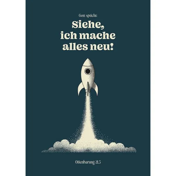 Produktbild des Artikels Jahreslosung 2026 - Postkarten, 4 Stk Rakete (Schreibwaren)