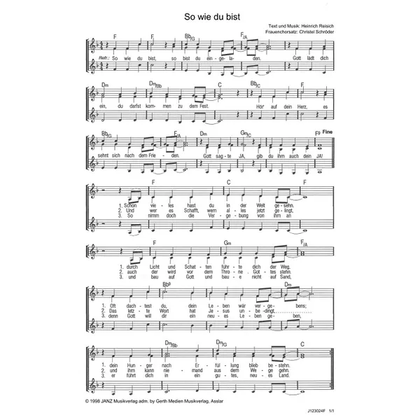 Produktbild des Artikels So wie du bist (Noten - Download)