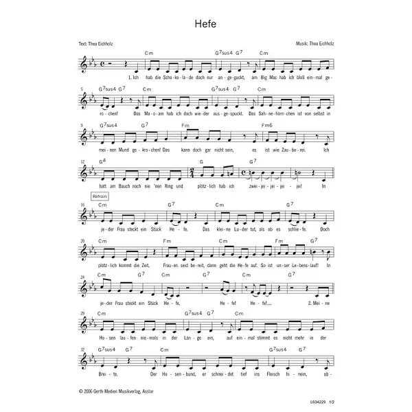 Produktbild des Artikels Hefe (Noten - Download)