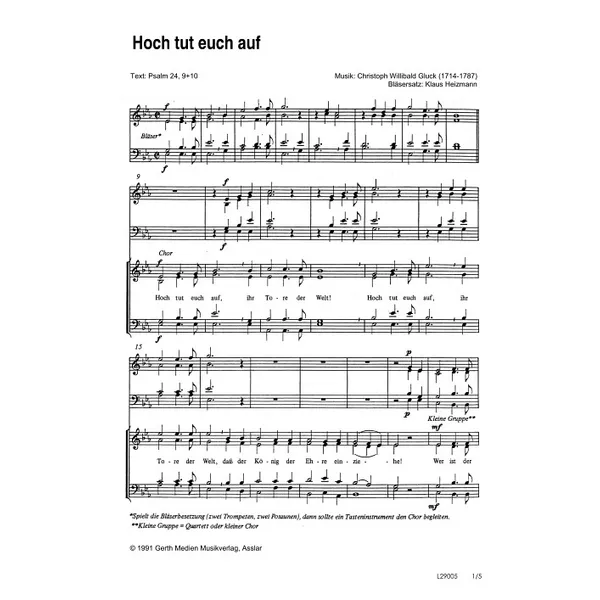 Produktbild des Artikels Hoch tut euch auf (Noten - Download)