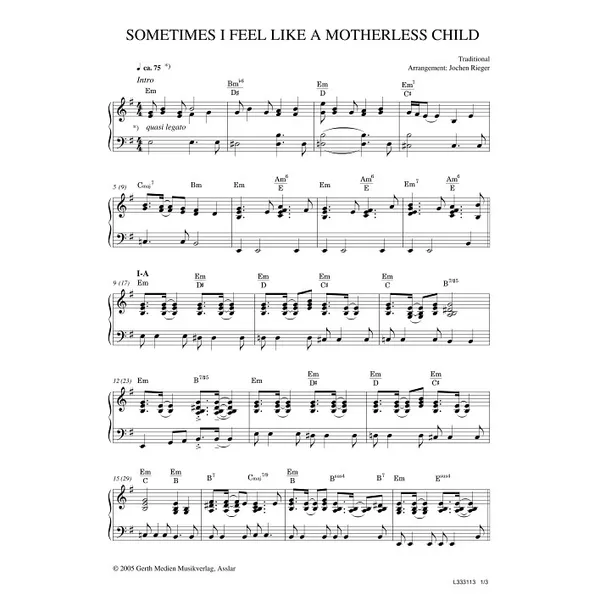 Produktbild des Artikels Sometimes I Feel Like A Motherless Child (Noten - Download)