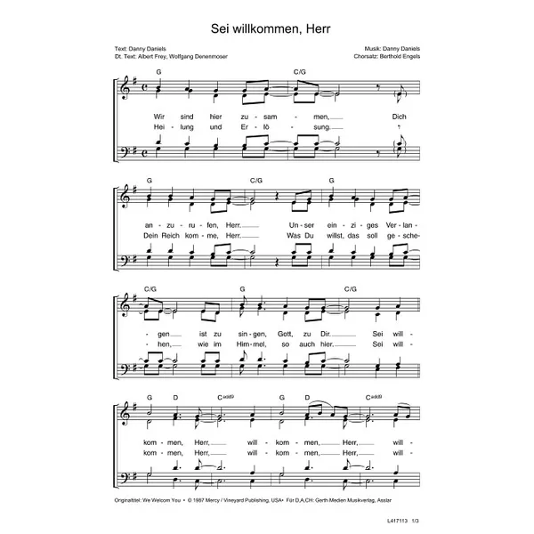 Produktbild des Artikels Sei willkommen, Herr (Noten - Download)