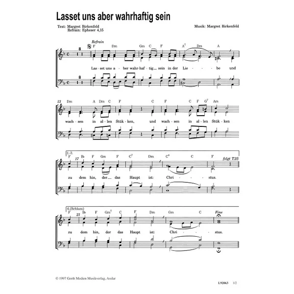 Produktbild des Artikels Lasset uns aber wahrhaftig sein (Noten - Download)