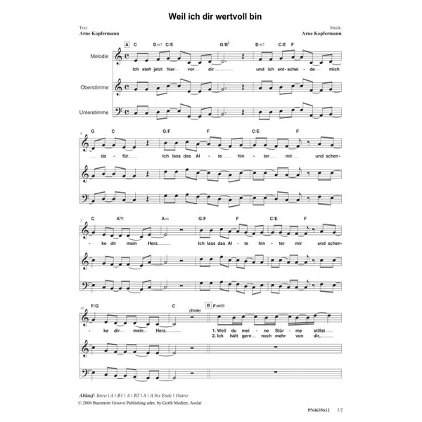 Produktbild des Artikels Weil ich dir wertvoll bin (Noten - Download)