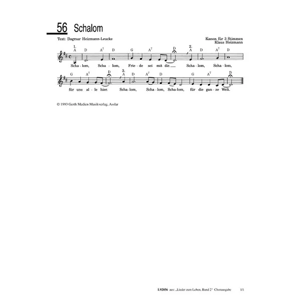 Produktbild des Artikels Schalom (Noten - Download)