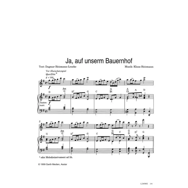 Produktbild des Artikels Ja, auf unserm Bauernhof (Noten - Download)