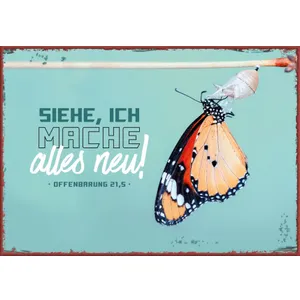 Produktbild des Artikels Jahreslosung 2026 - Metallschild klein "Schmetterling" ()