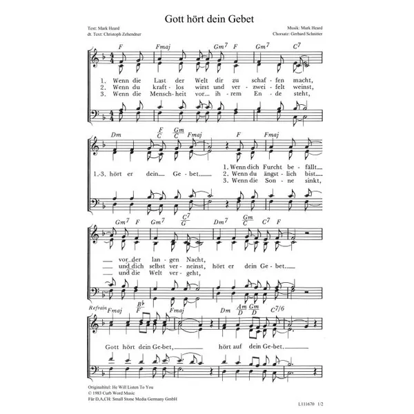 Produktbild des Artikels Gott hört dein Gebet (Noten - Download)