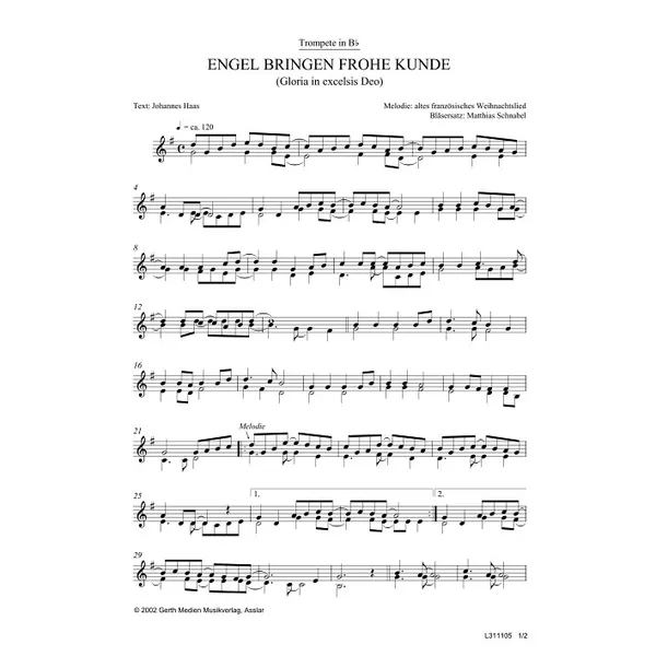 Produktbild des Artikels Engel bringen frohe Kunde (Noten - Download)