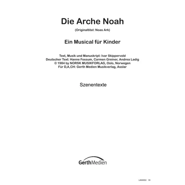 Produktbild des Artikels Die Arche Noah (Szenentexte) (Noten - Download)