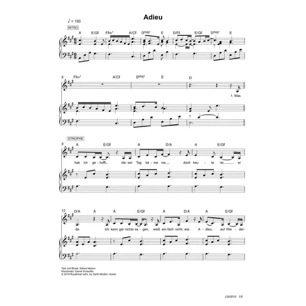 Produktbild des Artikels Adieu (Noten - Download)