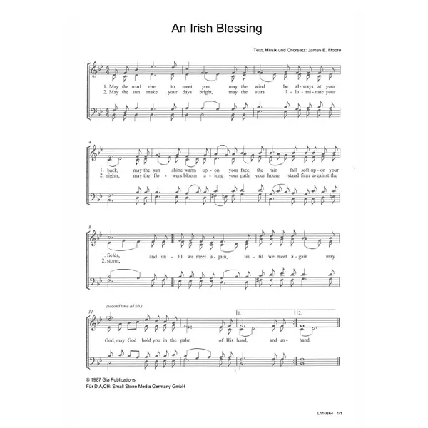 Produktbild des Artikels An Irish Blessing (Noten - Download)