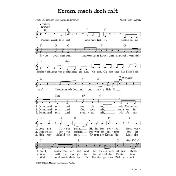 Produktbild des Artikels Komm, mach doch mit (Noten - Download)