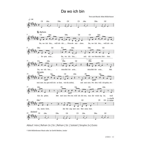 Produktbild des Artikels Da, wo ich bin (Noten - Download)