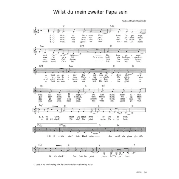 Produktbild des Artikels Willst du mein zweiter Papa sein (Noten - Download)