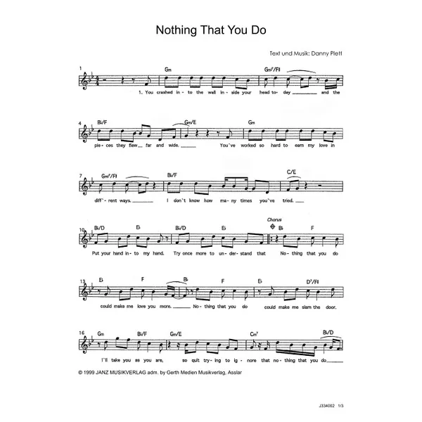 Produktbild des Artikels Nothing That You Do (Noten - Download)