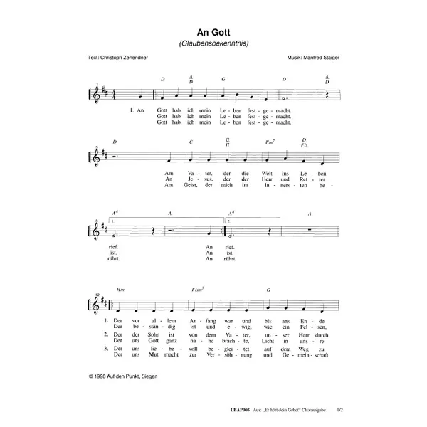 Produktbild des Artikels An Gott (Noten - Download)