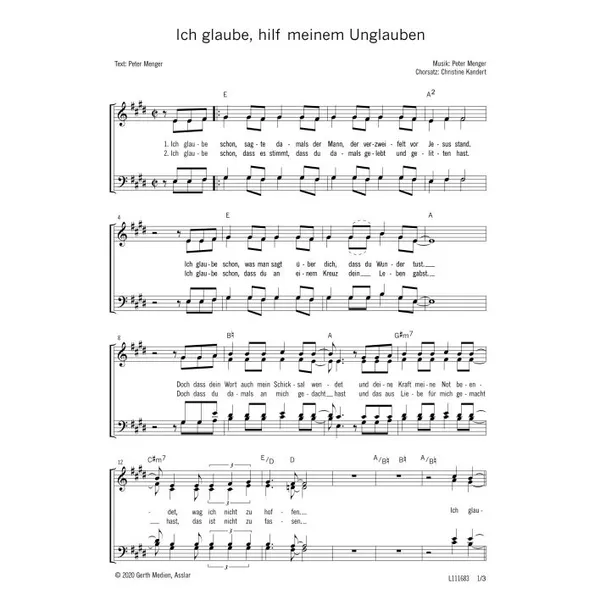 Produktbild des Artikels Ich glaube, hilf meinem Unglauben (Noten - Download)