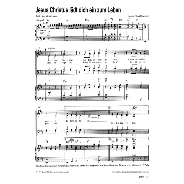 Produktbild des Artikels Jesus Christus lädt dich ein zum Leben (Noten - Download)