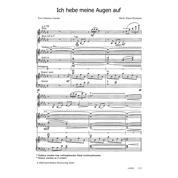 Produktbild des Artikels Ich hebe meine Augen auf (Noten - Download)