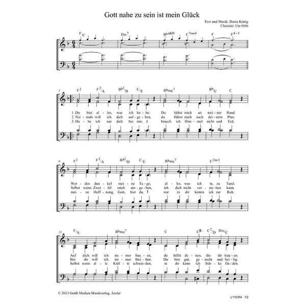 Produktbild des Artikels Gott nahe zu sein ist mein Glück (Noten - Download)