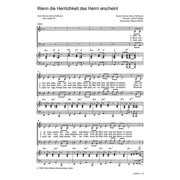 Produktbild des Artikels Wenn die Herrlichkeit des Herrn erscheint (Noten - Download)