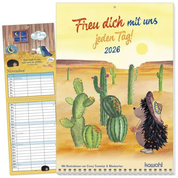 Produktbild des Artikels Freu dich mit uns jeden Tag! 2026 - Wandkalender (Kalender - Spiralbindung)